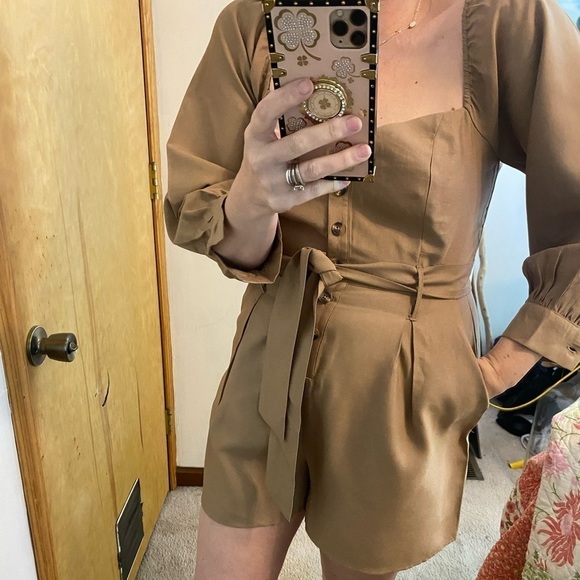 Forever21 Khaki Safari Style Shorts Romper - Picture 6 of 14